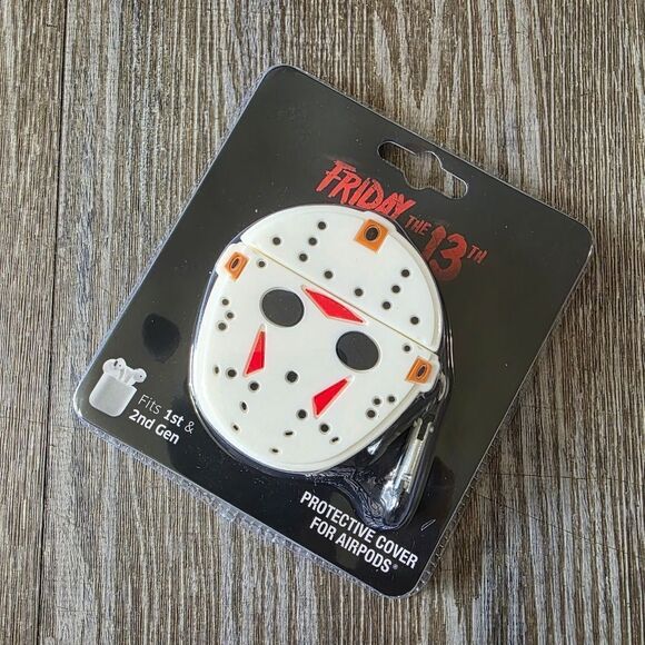 Friday The 13th Protective Cover Apple Airpods Galaxy Buds Jason Voorhees Mask - Picture 1 of 4